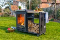 BBQube - Log Store with Wheel Base, Digital Thermometer and Flue